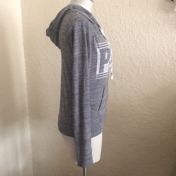 Victoria’s Secret Pink Blue White Logo Zip Up Hoodie Sweatshirt - Picture 6 of 8